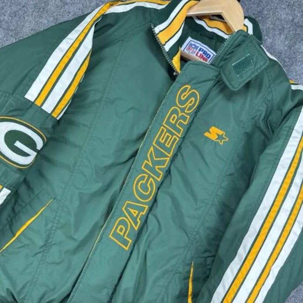 Vintage Green Bay Packers Starter Jacket NFL Pro Line 1990s Full Zip Puffer M